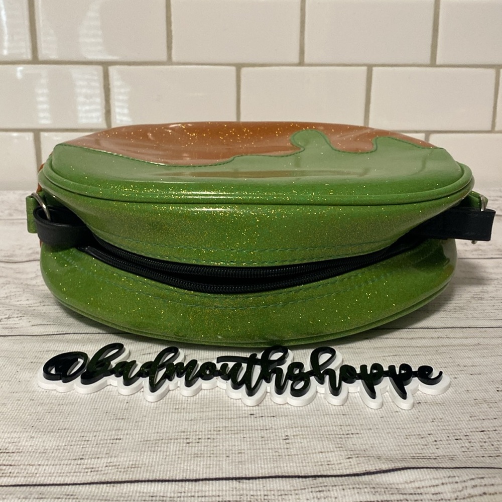 *Love Pain and Stitches Orange Green Slime Angry Pumpkin Halloween Purse - Picture 6 of 8
